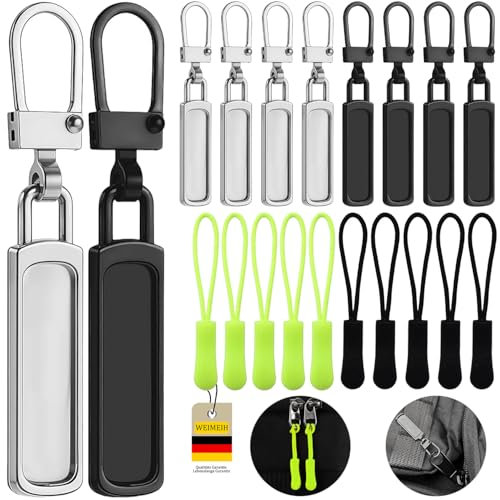 Metall-PVC-Reißverschluss-Anhänger-Set - 20 Stück Ersatzteile für Geldbörse, Jeans, Gepäck