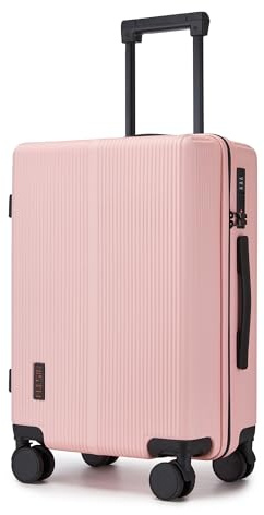 Hulsin Carry On Luggage with TSA Lock, Carry on Suitcase 22x14x9 Airline Approved, Carry-on luggage with 360° Spinner Wheels, Hardside 20 Inch Lightweight Hard Shell Suitcase (Pink, 20-Inch)