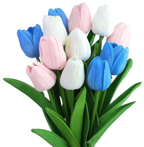 12 Piezas Tulipanes Artificiales Toque Real Tulipán Flores Artificiales Flores Falsa por Casa Boda Ramo Fiesta Habitación Arreglo Bricolaje Decoración