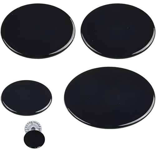 Rayakt 4 Pcs Cooker Hob Gas Burner Cap, 55mm 75mm 100mm Flat Cooker Hob Covers for SABAF, Replacement Gas Burner Flame Cap Lid Kit Gas Stove Burners, Kitchen Cooker Hob Parts