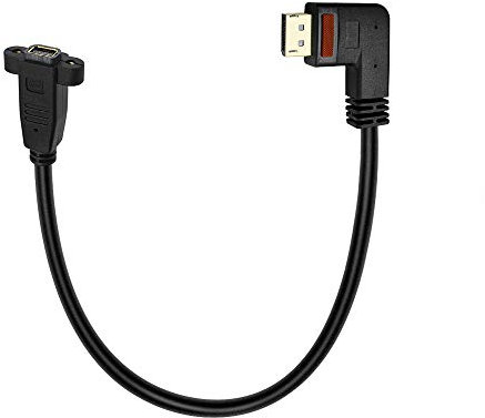 Duttek höger ot vänster vinklad 90 graders displayport till mini DisplayPort-adapter med skruvpanelmontering förlängningskabel för skärm, dator (DP hane till mini DP hona), Right