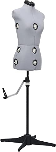 vidaXL Schneiderpuppe Verstellbar Weiblich Schneiderbüste Schaufensterpuppe Torso Mannequin Damenbüste Schaufensterfigur Grau S Größe 33-40