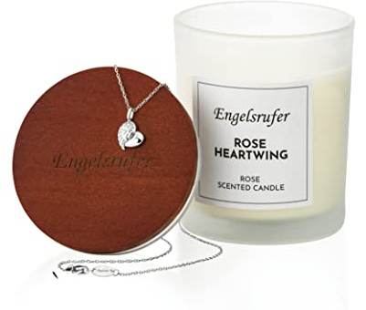 Engelsrufer Schmuck Kerze Bergamotte Duft mit Halskette und Lebensbaum Symbol Anhänger - Brenndauer ca. 35 Stunden - Vegan - aus 100% Sojawachs - frei von Schadstoffen
