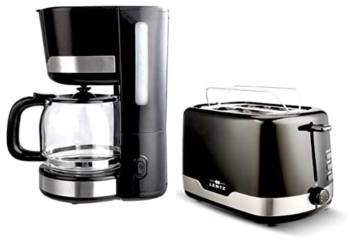 LENTZ Frühstücksset Kaffeemaschine Toaster schwarz-silber