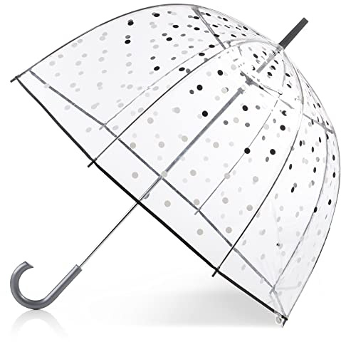 totes Parapluie transparent à bulles pour femme, pois blancs et noirs, taille unique