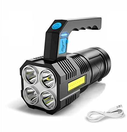 GUODSKHOO Lampe Torche Led Ultra Puissante Rechargeable COB lampe de poche de travail étanche et 4 modes lampe torche d'urgence portable pour randonnée, pêche, camping