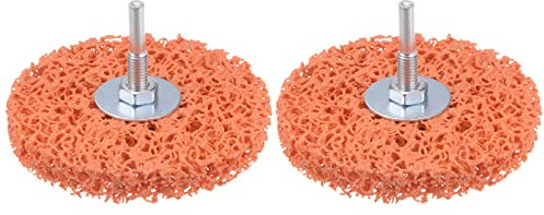sourcing map 2pcs Paint Stripping Disc Drill Attachment 4 x 1/2 with 1/4 Shaft Strip Clean Discs for Rotary Tool Clean and Remove Paint Coating Rust, Orange