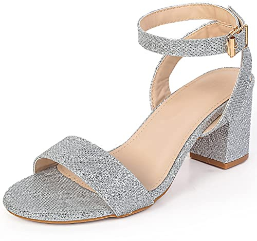 WUIWUIYU Escarpins Femme Bride Cheville Bout Ouvert Sandales Bloc Talon Sexy soirée 6CM