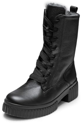 VITAFORM Stiefeletten Damen Gefüttert - Wasserabweisende Winterschuhe Damen - Warme Damen Stiefel Lammfell-Gefüttert für den Winter schwarz 38