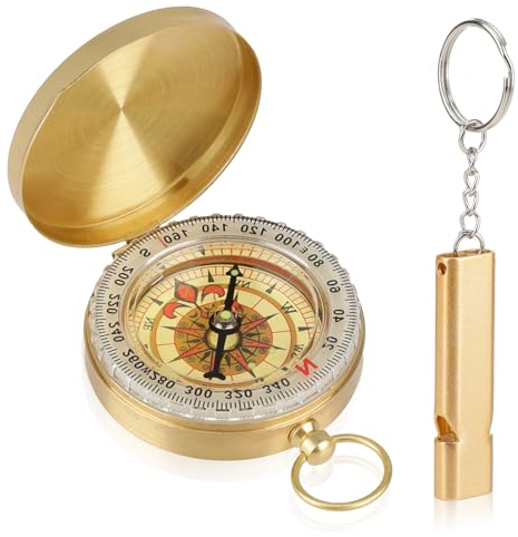 Camping-Überlebenskompass, Wander-Überlebenskompass, im Dunkeln leuchtender Kompass für Camping, Jagd, Outdoor. Camping-Überlebenskompass, Wander-Überlebens-Leuchtkompass mit Pfeife für Camping