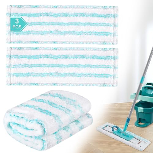 3 Pack Ersatz-Wischbezüge für Leifheit Profi XL Micro Duo/Profi XL Cotton Plus alle Bodenwischer-Stiele, Flecken schnell entfernen, Effiziente Mikrofaser Ersatzbezug für alle Böden