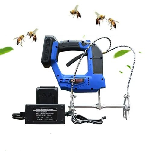BDJSN Kabelloser Elektrischer Bienenentferner, Wiederaufladbarer Bienenschüttler, 4-Gang-Einstellung, Mit 2 Batterien, Kabelloses Elektrisches Bienenstockwerkzeug 110–220 V