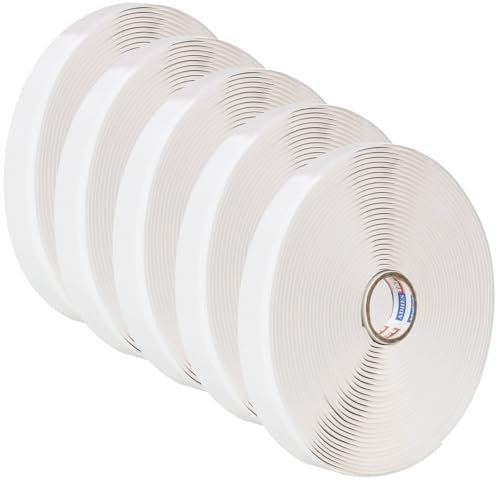 ADHES Butylband Dichtungsbänder, 12mm x 9m x 3mm 5 Rollen, Tape Wasserdichtes Klebeband für Teichbau, Bauwerke, Fassaden, Dach, Wohnwagen, Fenster, Container, Flachdach Weiß Butyl Sealant Tape