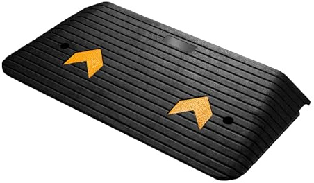 Wiltec Tröskelramp upp till 50 t, ramp i robust gummi 902 x 457 x 76 mm, gula reflexremsor och skruvspår, uppkörningsramp för bil, lastbil, motorcykel, rullstol