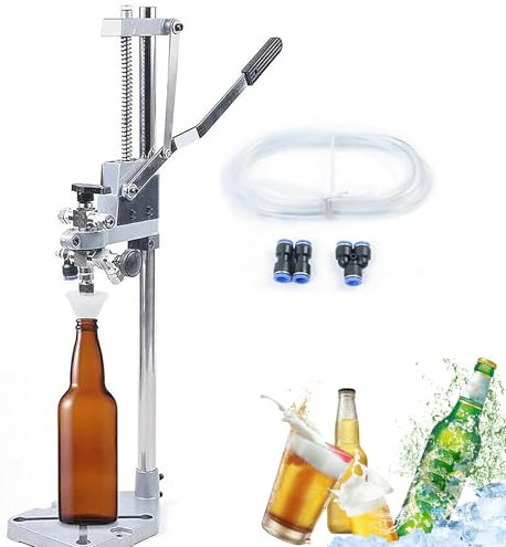 Riempitrice per Bottiglie A Contropressione, Riempitrice Manuale per Bottiglie A Pressione con Valvola di Scarico, Bocca di Riempimento per Bottiglia da 10-50 Mm, Riempitrice per Liquidi Antischiuma