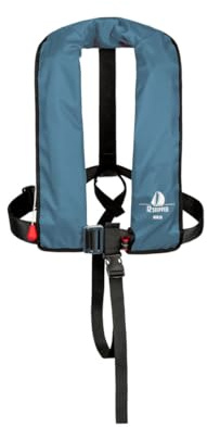 12skipper Gilet di salvataggio automatico 165N con imbracatura, giubbotto di salvataggio blu acciaio