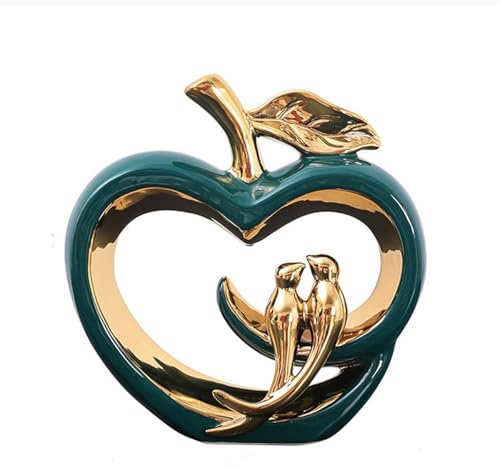 Estatuas Modernas de cerámica, Estatua de pájaros del Amor, Estatua para decoración del hogar, para Mesa de café, Entrada, Sala de Estar, Dormitorio, Oficina, Accesorios de decoración (Oro Verde)