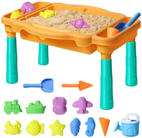 MTDASB Kids Sand Table Outdoor Toys Garden Multi function Play Station Desk Toy Set with Molds - Portable Beach Sandpit Play Desk for Outdoor & Indoor Creative Activities