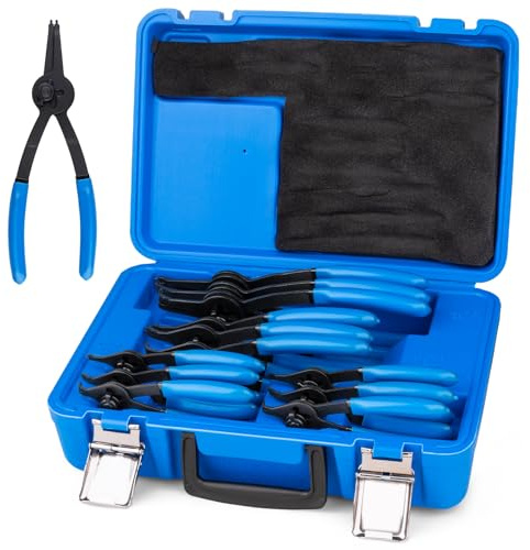 Janhemei 12 Piece Snap Ring Pliers Set, Transformable Internal/External Retaining Ring Pliers Set 0.038in 0.047in 0.070in 0.090in, Universal for Automobiles
