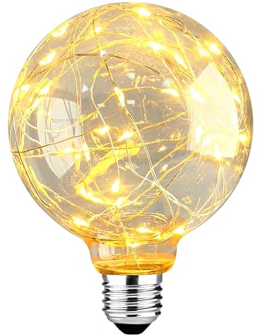 Edison retro lampor E27, E27 LED retro koppar tråd lampor 2W retro LED dekorativa lampor är idealiska för vardagsrum, matsal, jul och bröllop - 95mm (inte dimbar)