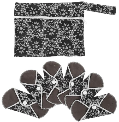 Hohopeti Serviettes Hygiéniques Réutilisables Lavables 6 Pièces Tissu Respirant Absorption Boutons-Pression Anti-Fuite pour Femmes Pendant les Règles et Post-Partum Utilisables en Voyage Quotidien