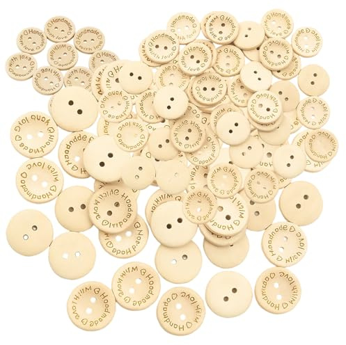 150Pcs Wooden Buttons, Buttons for Baby Cardigans and Garments, 15mm 20mm 25mm Round, 50 Pieces Each Size, Natural Wood for Crafting and Sewing Projects