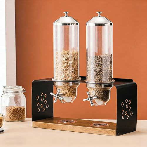Distributore Cereali in Acciaio Inossidabile, Dispenser di Contenitori per Cereali da Banco, Elegante Distributore di Alimenti Secchi per Uso Domestico Commerciale per Noci(Double Head 8L)