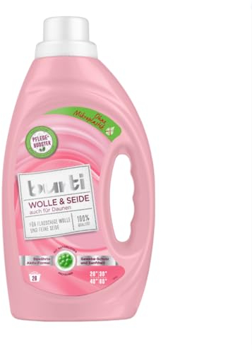 Burti Wolle & Seide Feinwaschmittel flüssig 1,45l - mit Faser Schutz für Wolle, Seide & Daunen, ohne Mikroplastik mit pflanzlichem Pflege-Booster für ca. 26 Waschladungen
