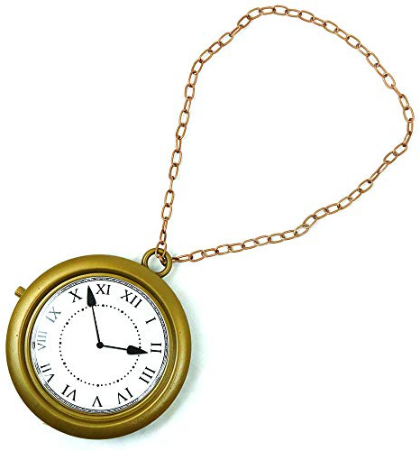 Skeleteen Gold Clock Necklace - White Rabbit, 8 Hip Hop Rapper Clock - 1 Piece
