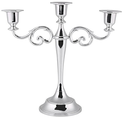 Estink Candelabro a 3 Braccia in Metallo, Stile Europeo Supporto per Matrimonio, Colore Argento