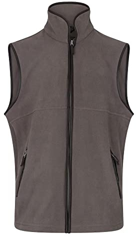 Walker and Hawkes - Chaleco Polar Hampton para Hombre - con Ribetes de Cuero - Gris - L