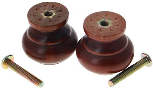 MroMax Round Wood Knobs, 25mm Dia Cabinet Furniture Kitchen Pulls Handles for Dresser Drawer Wardrobe, Dark Red 15Pcs