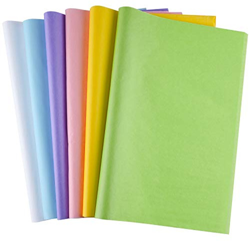 MIAHART papier de soie multicolore en vrac 60 feuilles de papier d'emballage assorti pour joyeux jour de Pâques bricolage artisanat fête d'anniversaire emballage décoration （6 couleurs）