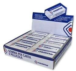 OSAMA - Radiergummi 20 Stück, Set für Bürobedarf, Schule, Briefpapier und Universität, Radiergummis für Buntstifte und Bleistifte mit Blisterkarte, Scharfe und Präzise Oberflächen, Weiß