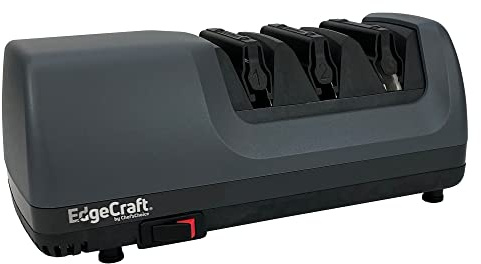EdgeCraft Afiladores de cuchillos eléctricos E1520 para cuchillos rectos y dentados de 15 y 20 grados, abrasivos de diamante, control de ángulo de precisión, 3 etapas, gris