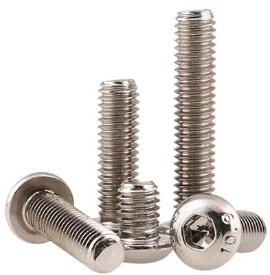 OUMIFA Viti 5/10 / 20pcs Nichel-Placcato Tasto esagono Tasto Tasto Viti a Testa Rotonda Testa a Testa a Fungo Testa antincendio M5 m6 m8. (Dimensione : M6 x 35(10pieces))