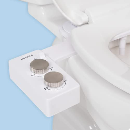 TUSHY Spa Warmwasser-Bidet-Aufsatz für Toilette. Universelle Passform, einfache Installation (benötigt Zugang zum Waschbecken für optionale Temperaturregelung) Selbstreinigend, einstellbarer Druck,