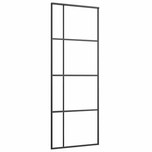 vidaXL Porta Scorrevole Smerigliato ESG Vetro Alluminio 76x205 cm Nera