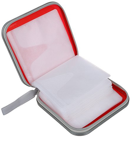 Ghulumn Pochette de rangement rigide pour 40 CD/DVD - Rouge