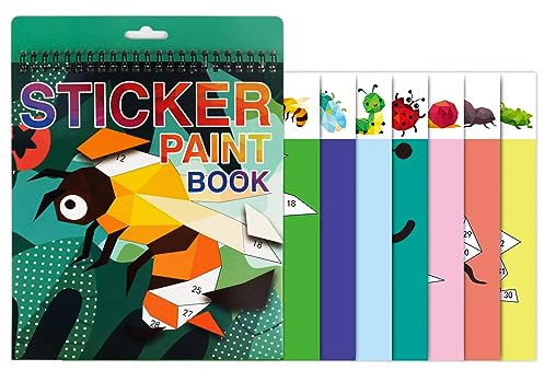 Widisun Livres d'autocollants en forme de chiffres d'insectes, livres d'autocollants de peinture, livres d'autocollants pour enfants ou tout-petits, livre d'autocollants pour filles et garçons de 2,