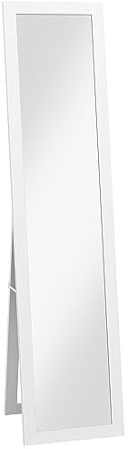 HOMCOM Espejo de Pie Cuerpo Entero 157x37 cm, Espejo de Cuerpo Entero con Soporte, 3 Formas de Uso, Independiente, Montaje Pared y Apoyado, para Salón, Entrada, Dormitorio, Blanco Veteado