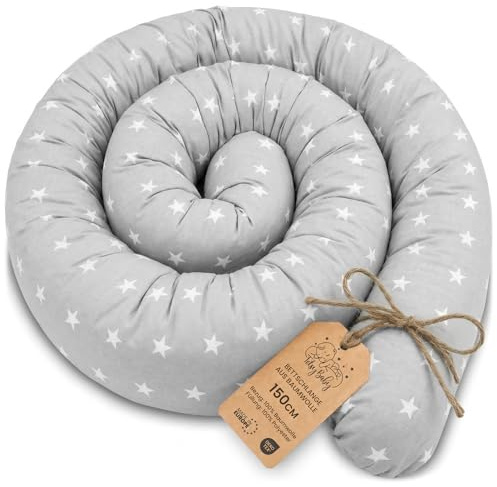 Kroppskudde Side Sleeper säng orm 150 cm Långkudde Rullkudde Sovkudde Nackrulle Sängkudde Mjuk Ergonomisk Tvättbart Överdrag Andningsbar Oeko-Tex Grå med vita stjärnor