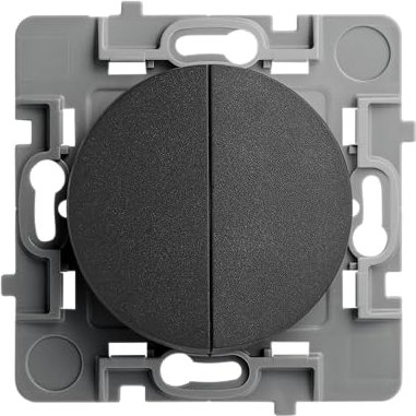 DEBFLEX - Casual Evo - Interrupteur Va et Vient Double - Interrupteur Mural À Deux Boutons - Installation Rapide - ABS - Installation Encastrée - Noir - 76 x 76 x 34 mm