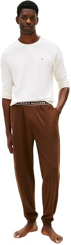 Tommy Hilfiger Ensemble Pyjama Homme Jersey PJ Set Cuffed Long, Marron (Legacy Brown), XL