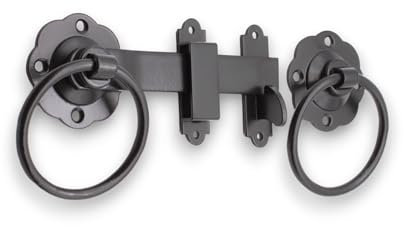 Infinity Decor Heavy Duty 6” 150mm Plain Ring Gate Latch Epoxy Black Finish – Wooden Gate Latch Catch Set for Garden Gate and Sheds Door