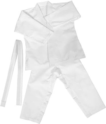 Ipetboom 1set White Karate Uniform for Boy Girl and Adults Heavy-duty Martial Arts Suit with Belt Comfortable Breathable for Taekwondo and Karate Training
