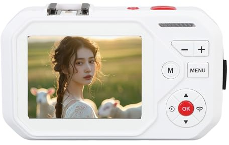 Cámara Digital para Niños, 64MP HD 18X Digital Zoom Autofocus Volg Volg con Pantalla de 2.8 Pulgadas, Selfie de Pantalla Doble, Fotografía y Video (White)