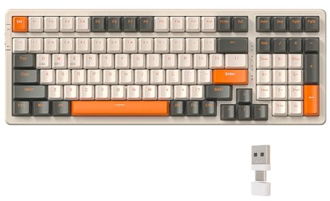 Lancoon Clavier sans fil mécanique avec double mode 2,4 G sans fil 100 touches Hot Swappable 2 en 1 Récepteur Support longue durée pour jeux PC Ordinateur portable