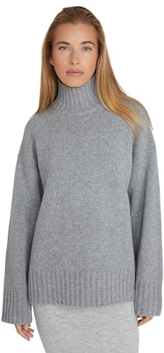 Style & Republic Maglione da donna oversize in 90% lana merino, 10% cashmere, morbido maglione boxy | caldo ed elegante per autunno e inverno, argento melange, M