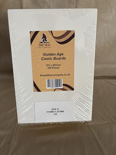 The Yeti Box Golden Age Comic Backing Boards, White, 191mm x 267mm, 100 Pack, New and Sealed